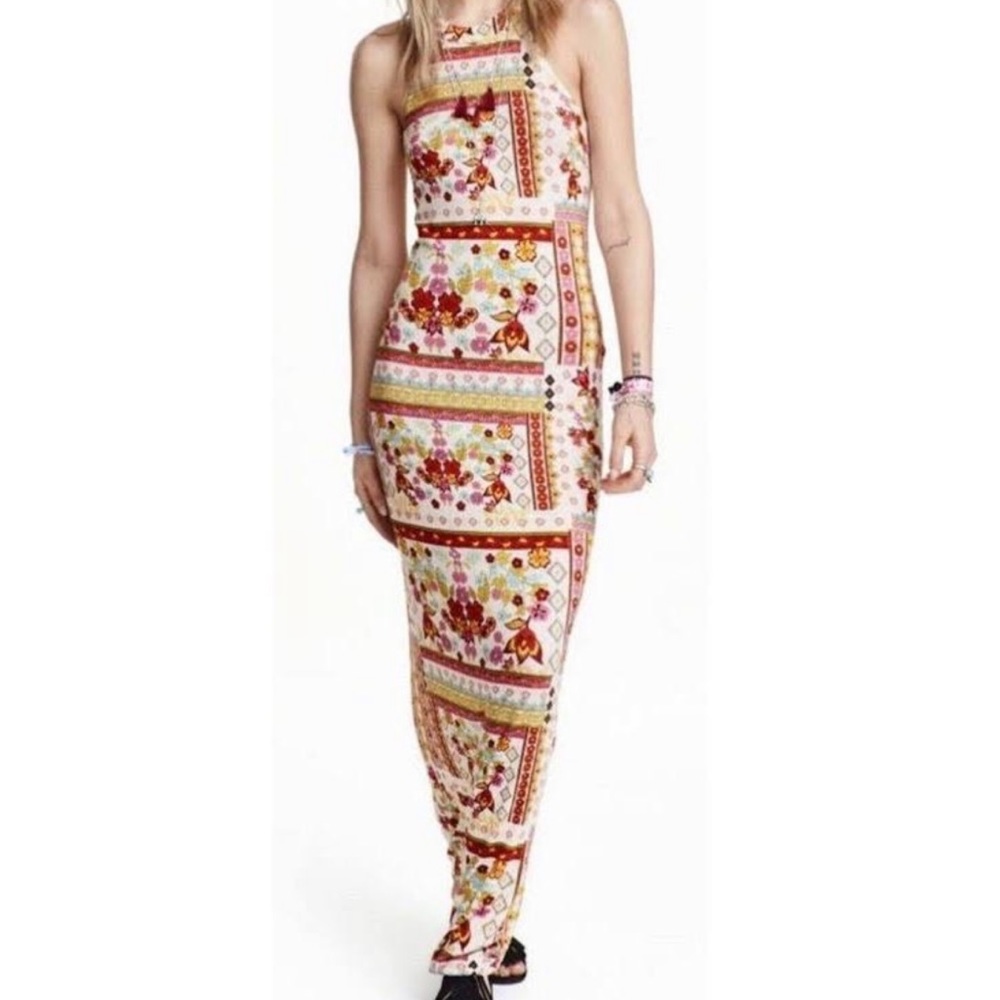 H&M Coachella Floral Bohemian Maxi Dress Women Sz  6